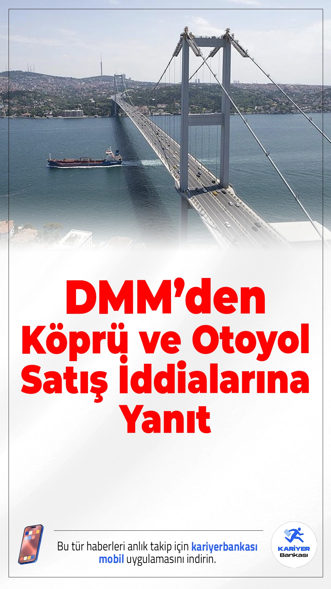 DMM’den Köprü ve Otoyol Satış İddialarına Yanıt.Son günlerde gündeme gelen “köprü ve otoyollar satılıyor” iddialarına Dezenformasyonla Mücadele Merkezi (DMM) açıklık getirdi. DMM, köprü ve otoyolların satışının hukuken mümkün olmadığını, yalnızca işletme ve bakım hakkının belirli süreyle devredilebileceğini belirtti.