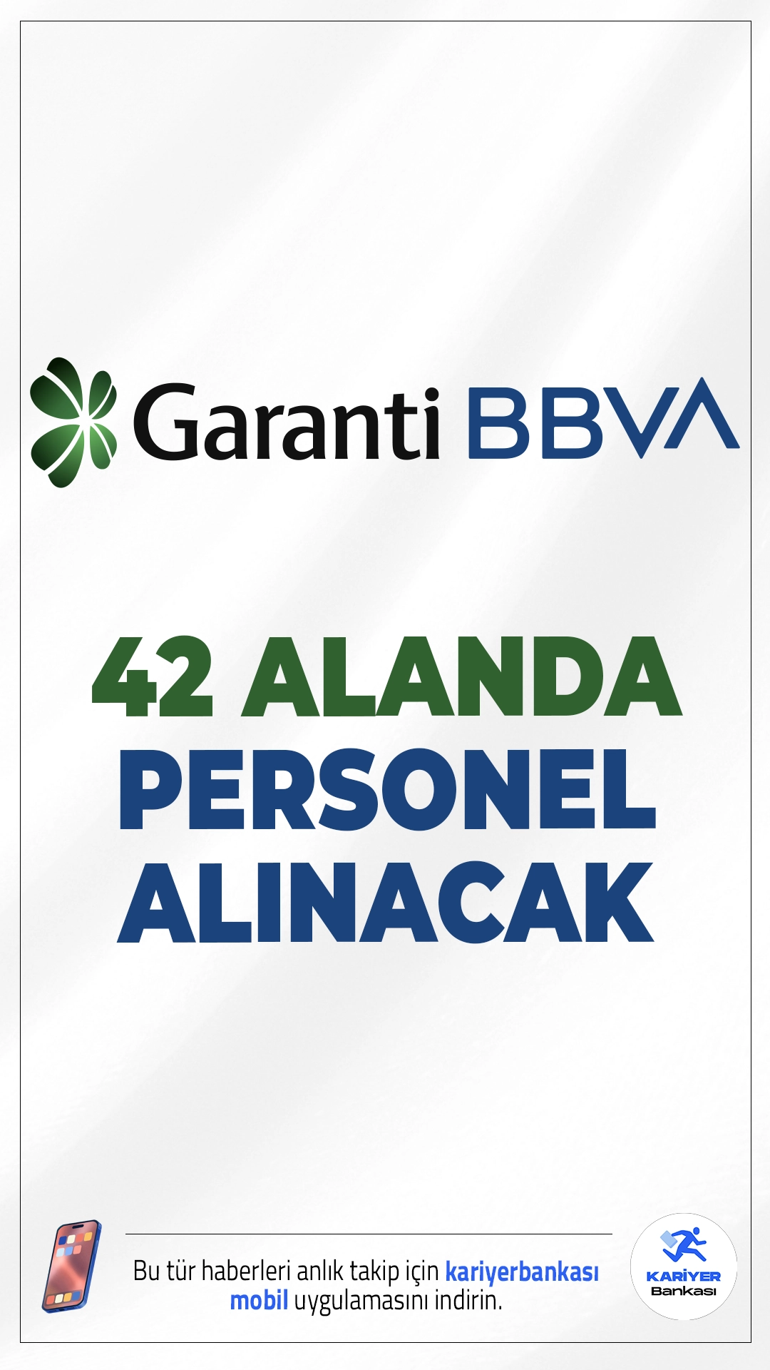 Garanti BBVA 42 Alanda Personel Alımı Yapacak.Garanti BBVA, 2025 yılı personel alımı ilanlarını yayımladı. Türkiye genelinde faaliyet gösteren banka, 42 farklı alanda 52 pozisyon için yeni takım arkadaşları arıyor. Özellikle müşteri temsilciliğinden mühendisliğe, satıştan güvenliğe kadar geniş bir yelpazede istihdam sağlayacak olan Garanti BBVA, hem yeni mezunlara hem de deneyimli adaylara kapılarını açıyor.