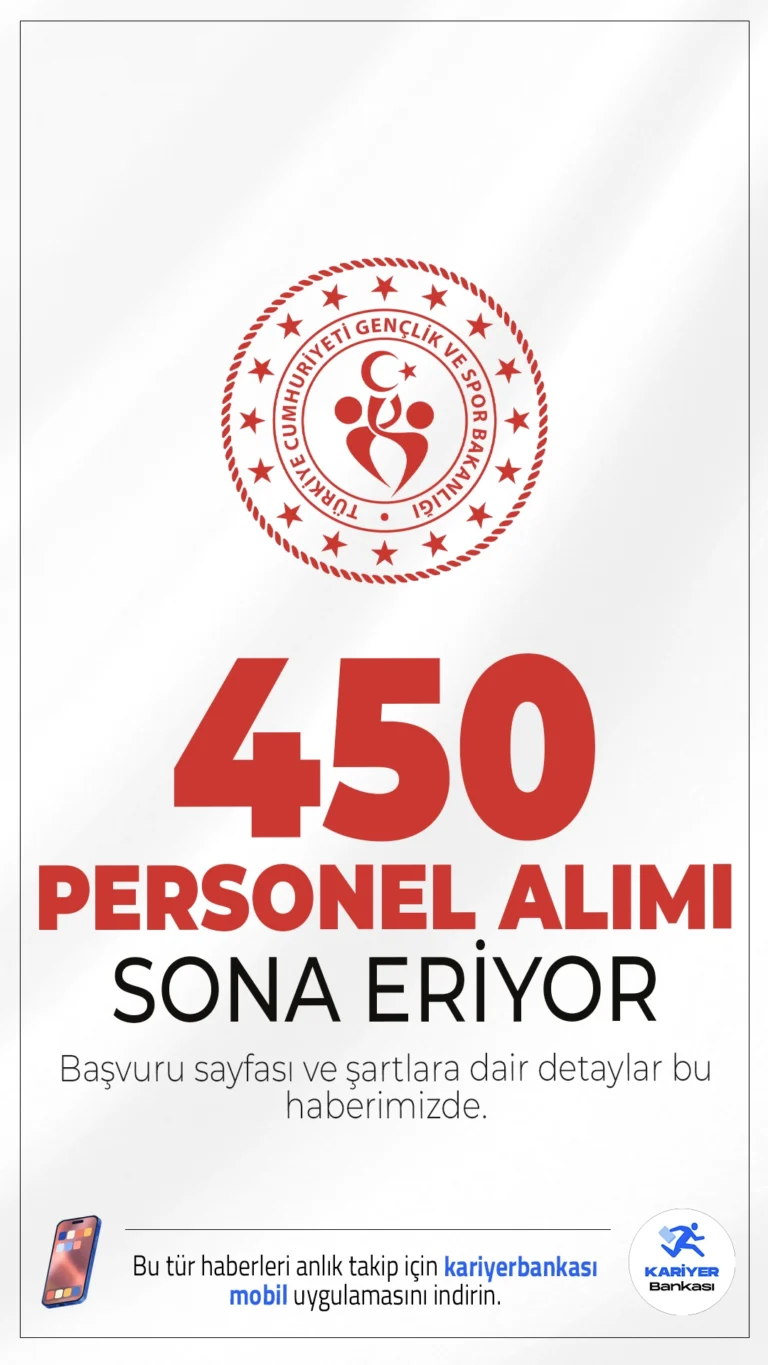 Gençlik ve Spor Bakanlığı (GSB) 450 Personel Alımı Başvuruları Sona Eriyor.Gençlik ve Spor Bakanlığı (GSB) 2025 yılı için taşra teşkilatında bulunan yurt müdürlüklerinde görevlendirilmek üzere sözleşmeli Yurt Yönetim Personeli alımı yapacak. Başvurular yarın(12 Eylül 2025) sona eriyor.Başvuru yapacak adayların genel ve özel şartları sağlaması gerekmektedir.