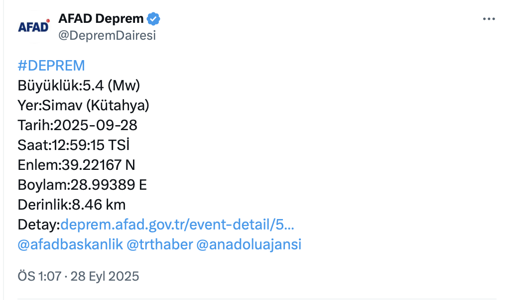 Kütahya deprem