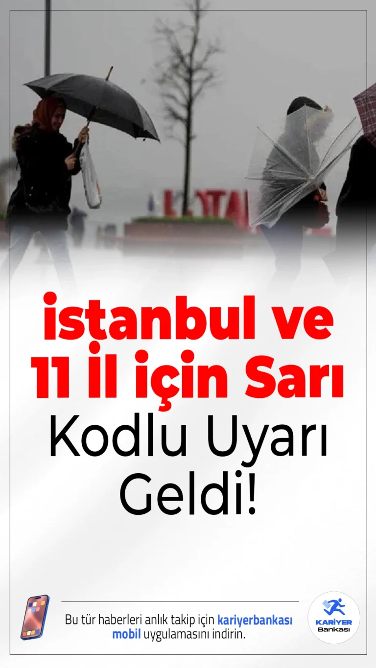 İstanbul ve 11 İl İçin Sarı Kodlu Rüzgar Uyarısı!Marmara ve Kuzey Ege'de fırtına bekleniyor: İstanbul dahil 11 il için sarı kodlu uyarı yapıldı. Vatandaşların dikkatli olması istendi.