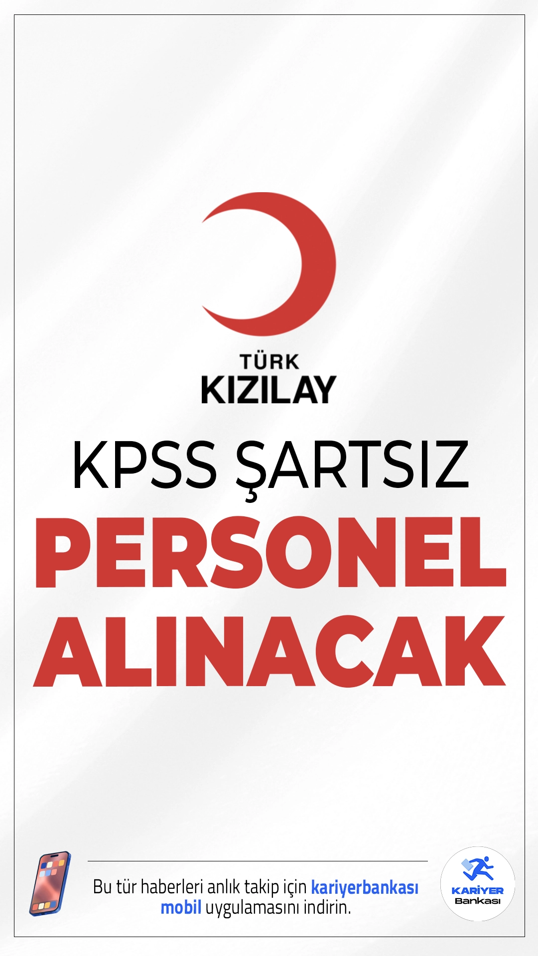 Kızılay KPSS Şartsız Personel Alımı Başladı: Sekreter, Hemşire, Tekniker Kadrolarında Alım Yapılıyor.Kızılay 2025 yılı için KPSS şartı olmadan yeni personel alımı yapacağını duyurdu. Yayınlanan ilanlara göre, Türkiye’nin köklü yardım kuruluşu olan Kızılay, farklı meslek gruplarında en az lise mezunu adaylar arasından yeni personeller istihdam edecek.