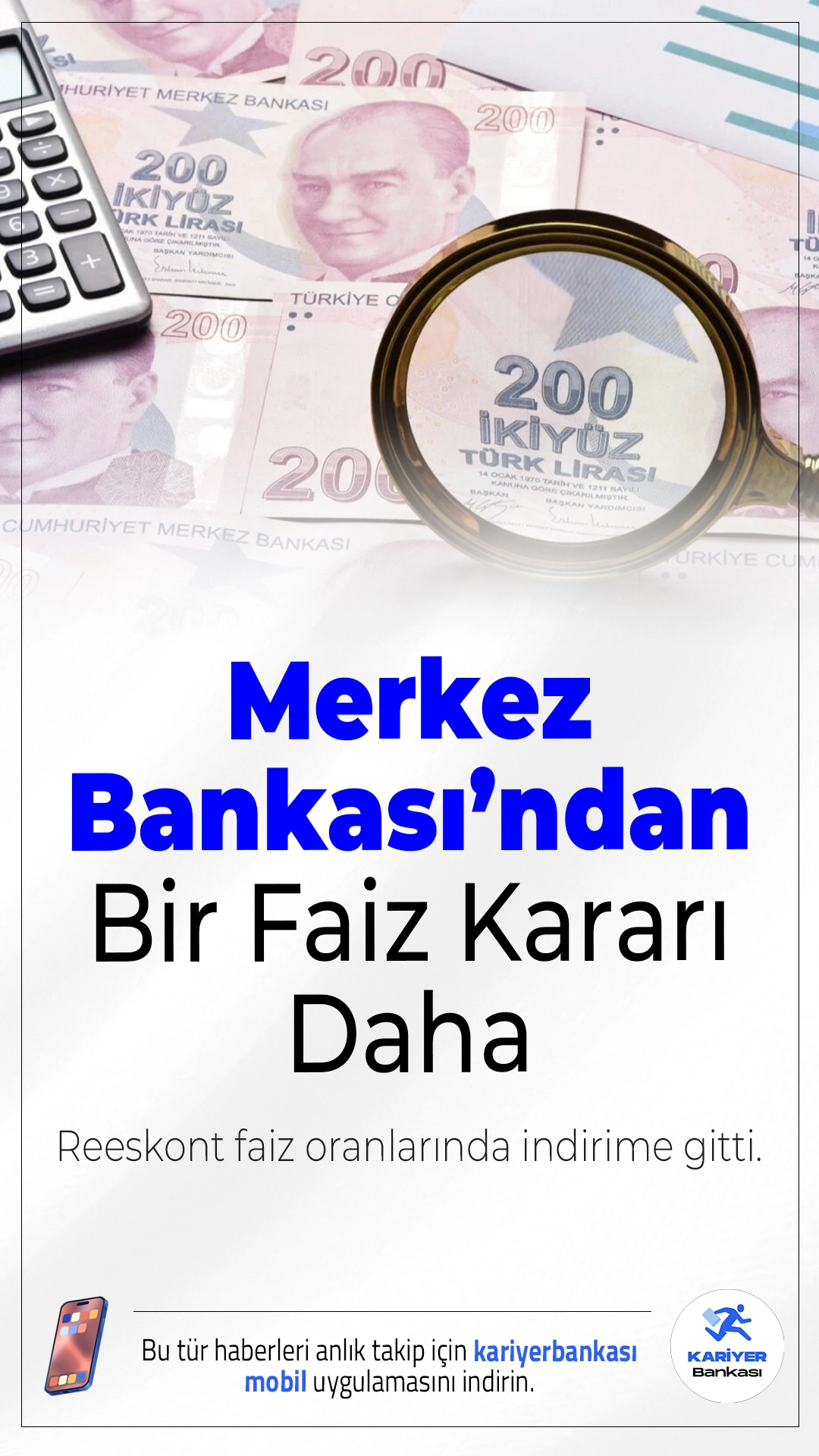 Merkez Bankası Reeskont Faiz Oranlarında İndirime Gitti.TCMB, kısa vadeli finansman sağlayan reeskont işlemlerinde faiz oranını yıllık yüzde 41,25'e düşürdü.