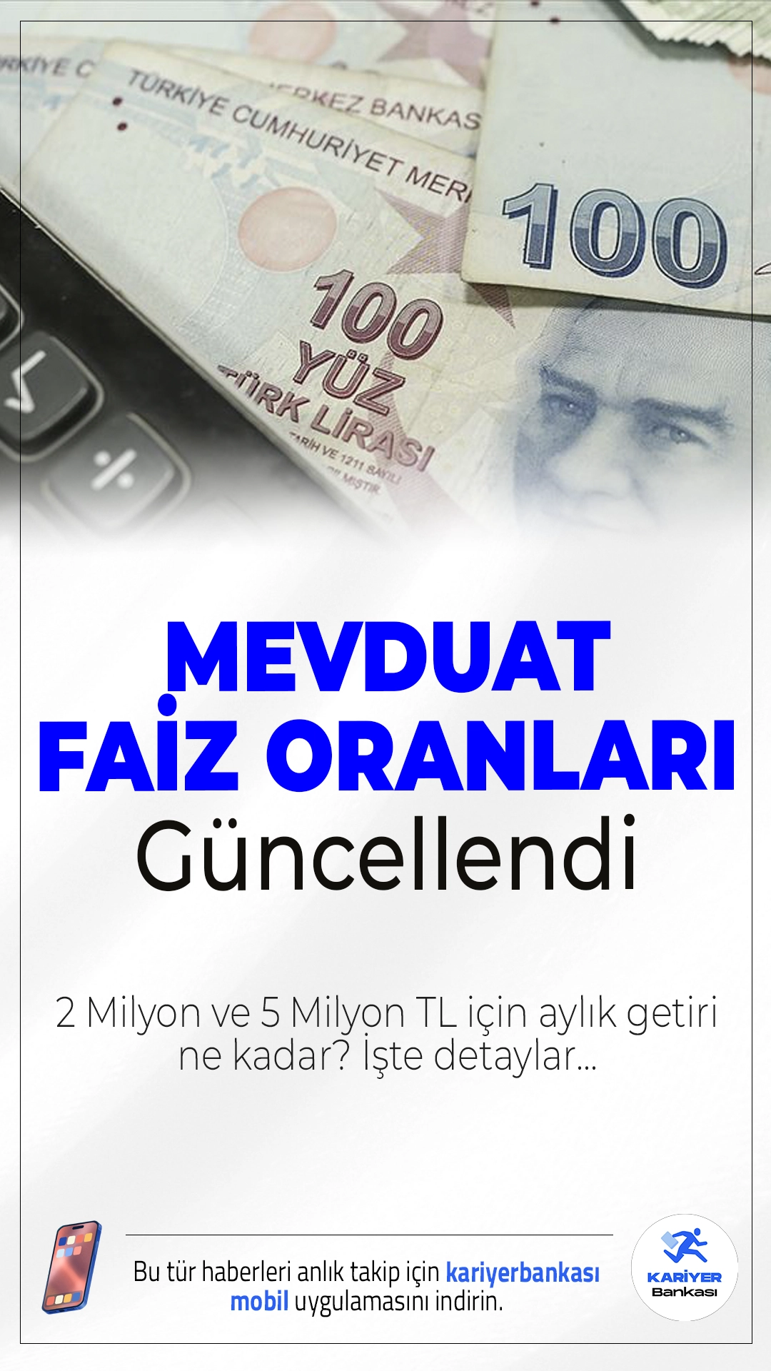 Mevduat Faiz Oranları Güncellendi: 2 Milyon ve 5 Milyon TL İçin Aylık Getiri Ne Kadar?Merkez Bankası'nın eylül ayı faiz kararı öncesi bankalardan sürpriz hamle geldi. 2 milyon ve 5 milyon TL'nin 32 günlük faiz getirisi değişti.
