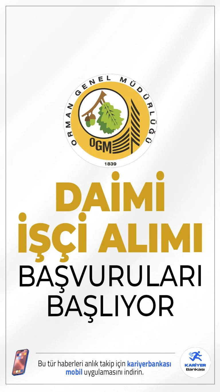 Orman Genel Müdürlüğü (OGM) 262 İşçi Alımı Başvurusu Başlıyor.Orman Genel Müdürlüğü taşra teşkilatlarında istihdam edilmek üzere 162 engelli ve 100 eski hükümlü/TMY statüsünde olmak üzere toplam 262 daimi işçi için başvuru işlemleri başlıyor. İlgili alım duyurularına göre, başvurular belirtilen tarihler arasında Türkiye İş Kurumu (İŞKUR) üzerinden gerçekleştirilecek.Başvuru şartları ve diğer tüm detaylar bu haberimizde.