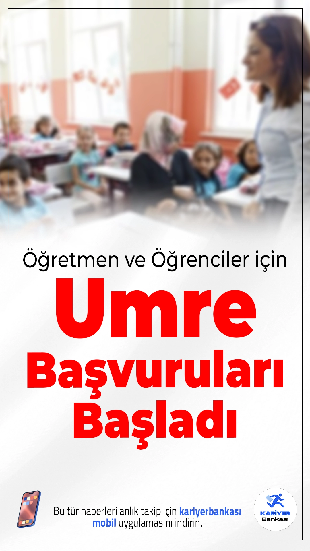 Öğretmen ve Öğrenciler için Umre Başvuruları Başladı.Kutsal topraklara yolculuk hayali kuran öğretmen, öğrenci ve veliler için Diyanet İşleri Başkanlığı'ndan güzel haber geldi. 2025 yılı ara ve yarıyıl tatillerini Umre ile değerlendirmek isteyenler için başvurular alınmaya başlandı.