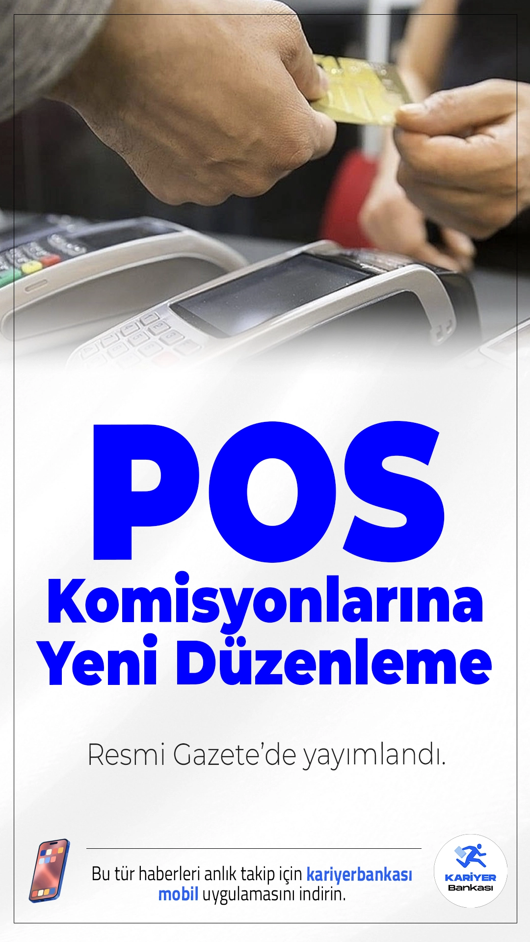 TCMB’den POS Komisyonlarına Yeni Düzenleme.POS komisyon oranlarında yapılan yeni düzenlemeyle banka kartı işlemleri için uygulanan azami komisyon oranı %1,04’e indirildi.