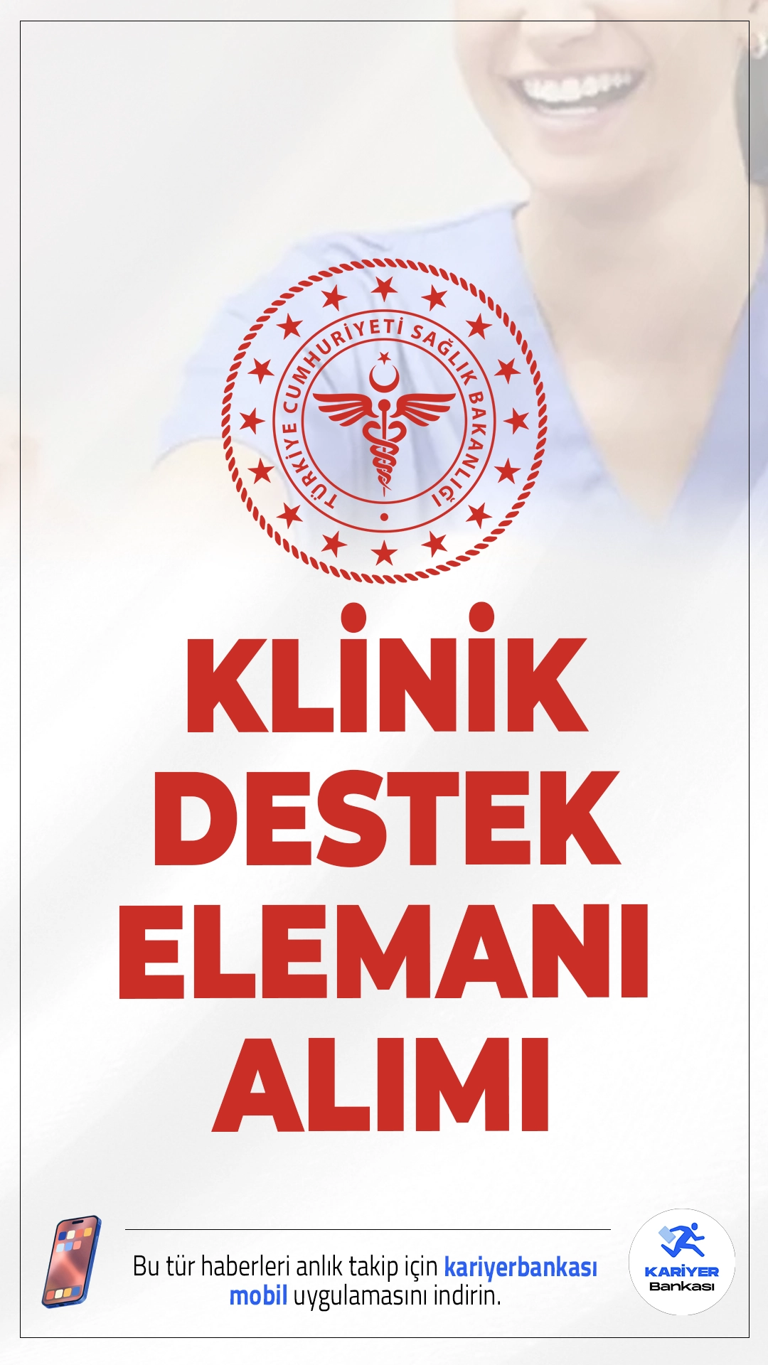 Sağlık Bakanlığı Klinik Destek Elemanı Alımı 2025.Sağlık Bakanlığı 2025 yılı 2. etap personel alımı kapsamında klinik destek elemanı kadrosu için personel alımı yapacak.Sağlık Bakanı Kemal Memişoğlu'nun açıklamasına göre, Eylül ayı sonunda ilan yayımlanacak ve başvuru süreci başlayacak. Bakanlık bu kapsamda Türkiye genelinde belirli illerde görevlendirilmek üzere ortaöğretim mezunu klinik destek elemanları alacak.