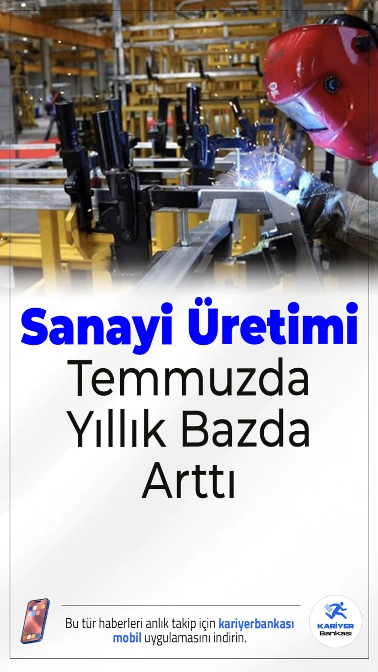 Sanayi Üretimi Temmuzda Yıllık Bazda Arttı.Temmuz ayında sanayi üretimi geçen yılın aynı dönemine göre yüzde 5 artarken, bir önceki aya kıyasla yüzde 1,8 oranında azaldı.