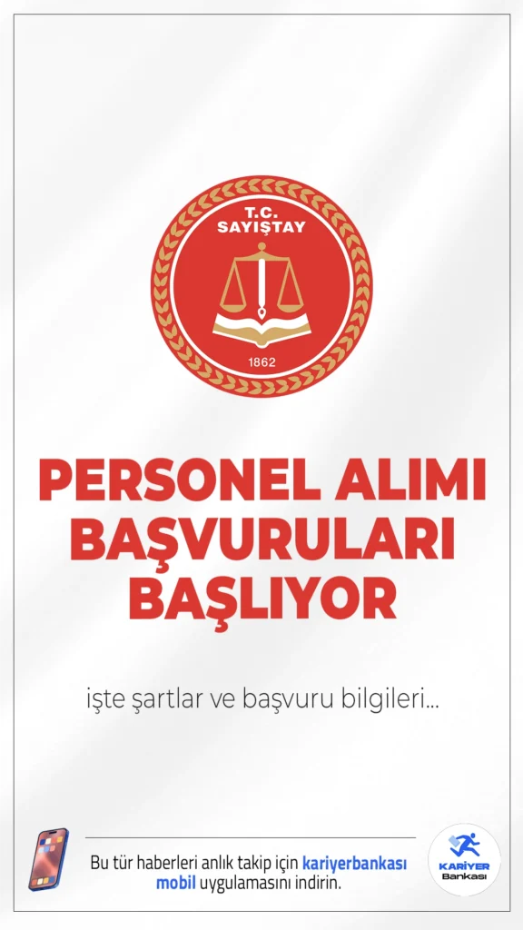 Sayıştay Personel Alımı Başvuruları Başlıyor.Sayıştay Başkanlığı, kamu denetiminde görev alacak 25 Denetçi Yardımcısı alımı için giriş sınavı düzenleyecek. Adaylar, eleme sınavı, yazılı sınav ve mülakat olmak üzere üç aşamalı sınav sürecinden geçecek.