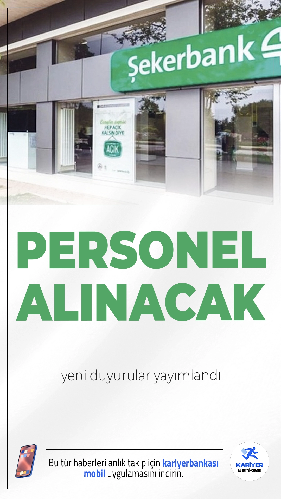 Şekerbank Eylül 2025 Personel Alım İlanı Yayımlandı.Türkiye’nin köklü özel bankalarından biri olan Şekerbank, Eylül 2025 dönemine ilişkin personel alım ilanını duyurdu. İlan detaylarına göre, en az lise mezunu olmak şartıyla Türkiye genelinde çeşitli şubelerde görevlendirilmek üzere farklı pozisyonlara personel alımı yapılacak. Banka, müşteri temsilciliğinden uzaktan müşteri edinim uzmanlığına kadar birçok farklı alanda personel arıyor.