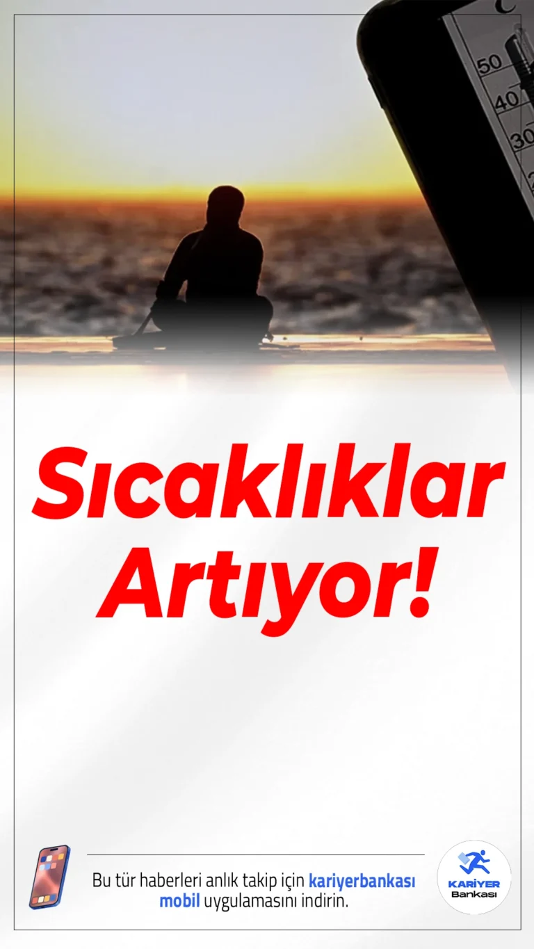 Sıcaklıklar Artıyor: Ege ve Akdeniz'de Termometreler Yükseliyor.Yurdun batı kesimlerinde sıcaklıklar bugünden itibaren 3 ila 5 derece artarak mevsim normallerinin üzerine çıkacak. Özellikle Ege ve Akdeniz kıyılarında sıcak hava etkisini artıracak.