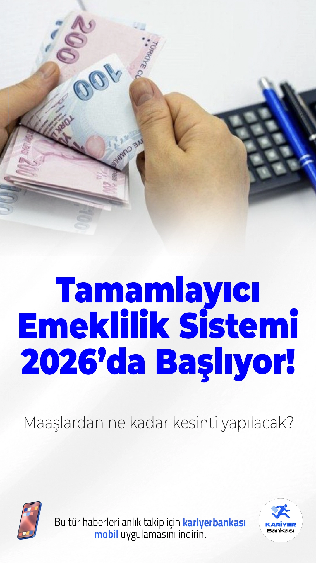 Tamamlayıcı Emeklilik Sistemi 2026’da Başlıyor! Maaşlardan Ne Kadar Kesinti Yapılacak?2026’da yürürlüğe girecek Tamamlayıcı Emeklilik Sistemi kapsamında çalışanların maaşlarından her ay yüzde 3 oranında kesinti yapılacak.
