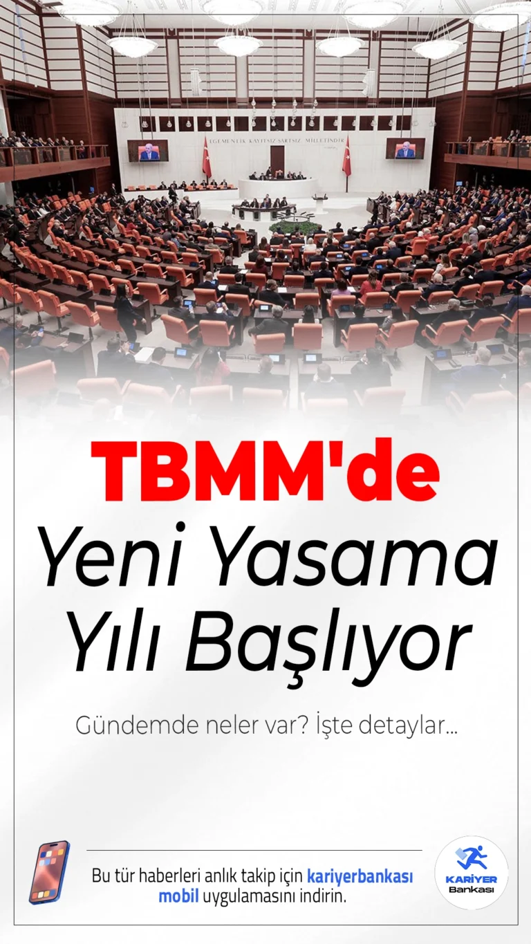 TBMM'de Yeni Yasama Yılı Başlıyor: Gündemde Neler Var?1 Ekim’de açılacak olan Meclis’te yeni yasama yılına Cumhurbaşkanı Erdoğan’ın konuşmasıyla start verilecek. Terörsüz Türkiye hedefi ve ekonomik düzenlemeler ön planda olacak.