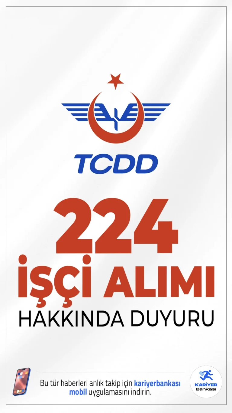 TCDD 224 Daimi İşçi Alımı İçin Kura Çekimi Tarihi Belli Oldu.TCDD’nin 224 daimi işçi alımı sürecinde kura çekimi 11 Eylül 2025’te Ankara’da yapılacak. Adaylar, sonuçlara 17 Eylül’de erişebilecek.