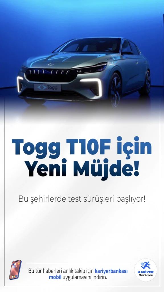 Togg T10F için Yeni Müjde; Bu Şehirlerde Test Sürüşleri Başlıyor!Yerli otomobil Togg’un yeni sedan modeli T10F, Türkiye genelinde deneyim merkezlerinde test sürüşlerine açılıyor. İşte şehirler ve detaylar!