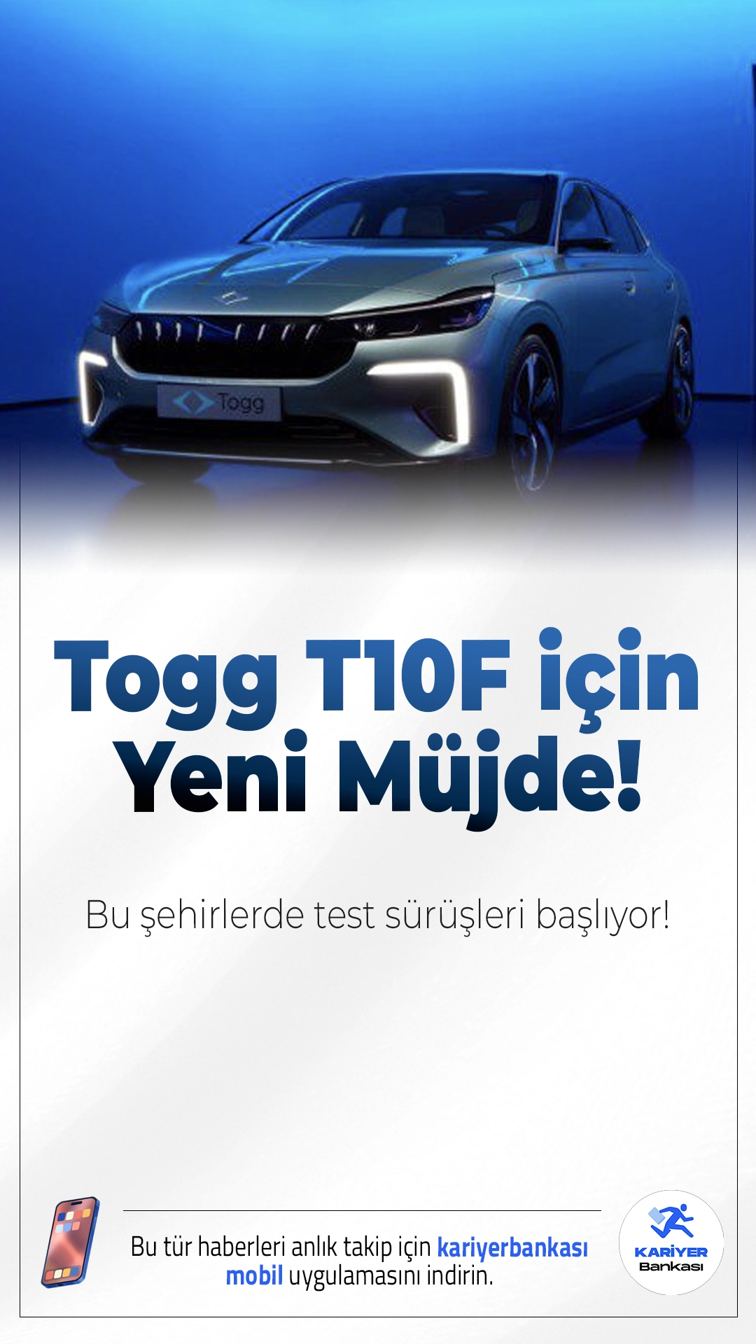 Togg T10F için Yeni Müjde; Bu Şehirlerde Test Sürüşleri Başlıyor!Yerli otomobil Togg’un yeni sedan modeli T10F, Türkiye genelinde deneyim merkezlerinde test sürüşlerine açılıyor. İşte şehirler ve detaylar!