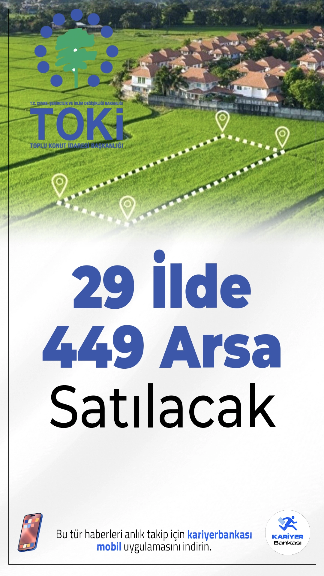 TOKİ 29 İlde 449 Arsa Satacak.TOKİ, 29 farklı ilde toplam 449 arsayı açık artırma ile satışa çıkarıyor. Başvurular 1-2 Ekim 2025 tarihlerinde alınacak.