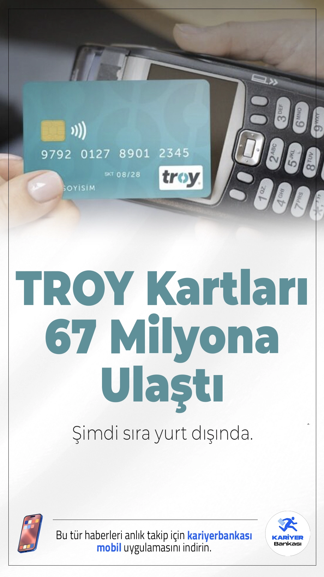 TROY Kartları 67 Milyona Ulaştı: Şimdi Sıra Yurt Dışında!Türkiye'nin yerli ödeme sistemi TROY, 67 milyon kart ile yüzde 20 pazar payına ulaştı; uluslararası açılım süreci başladı.