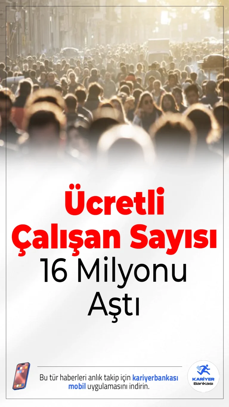 Ücretli Çalışan Sayısı 16 Milyonu Aştı.Sanayi, inşaat ve hizmet sektörlerinde ücretli çalışan sayısı Temmuz 2024 itibarıyla 16 milyon 101 bin kişiye ulaştı. Yıllık bazda yüzde 1,2’lik artış dikkat çekti.
