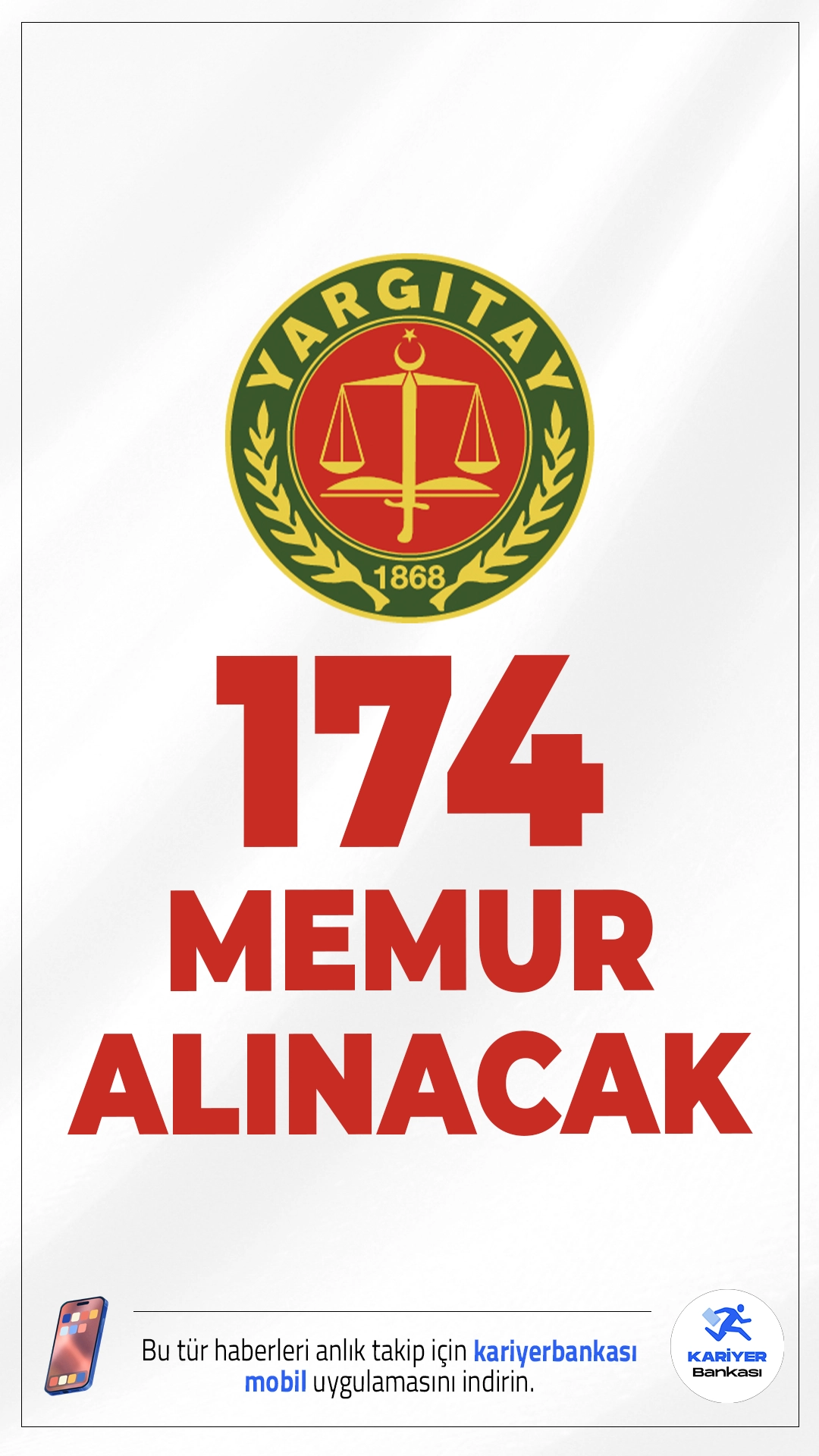 Yargıtay Başkanlığı 174 Memur Alımı Yapacak.Yargıtay Başkanlığı, farklı pozisyonlarda görevlendirilmek üzere toplam 174 memur alımı yapacağını duyurdu. İlan kapsamında zabıt katibi, mübaşir, koruma ve güvenlik görevlisi, destek personeli (temizlik görevlisi, hizmetli, garson, bahçıvan, bulaşıkçı, aşçı ve şoför) gibi kadrolarda istihdam sağlanacak.Kontenjanlar ve şartlar bu haberimizde.