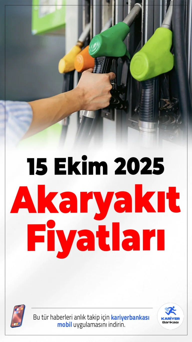 15 Ekim 2025 Akaryakıt Fiyatları: Benzin ve Motorine İndirim Gelecek mi?Brent petrol fiyatlarındaki dalgalanma ve kur baskısı, benzin ve motorin fiyatlarını etkiliyor. İşte büyük şehirlerde güncel akaryakıt fiyatları…