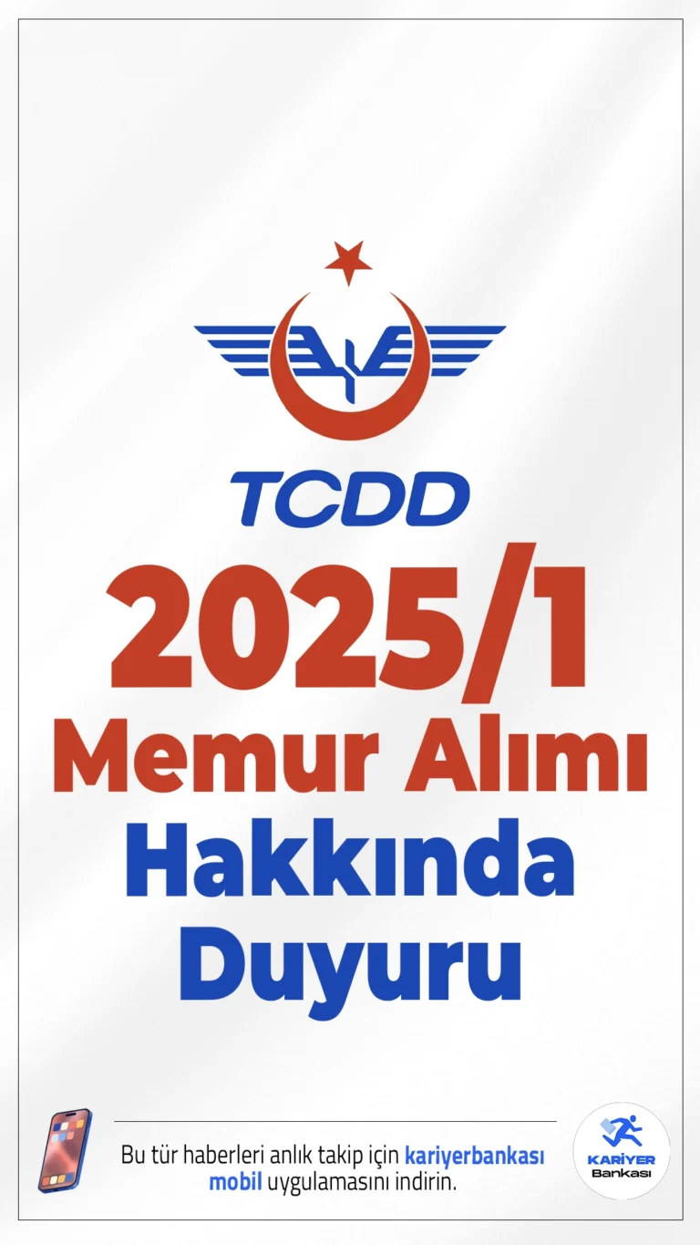 TCDD 2025/1 Memur Alımı Hakkında Duyuru Yayımlandı. TCDD sayfasından yayımlanan duyuruda, "Genel Müdürlüğümüze 2025/1 KPSS Merkezi Atamasıyla yerleşen adaylardan ataması onaylananların listesi ektedir. Atama tebligatları, adayların evrak teslimi sırasında bildirdiği e-posta adreslerine yapılacağından ayrıca ikamet adreslerine gönderilmeyecektir.Ataması onaylanan adayların, en geç 11 Kasım 2025 Salı günü mesai bitimine kadar atandıkları iş yerlerine başlamalarını yapması gerekmektedir.Listede ismi bulunmayan adayların atama işlemleri devam etmektedir." ifadeleri yer aldı.