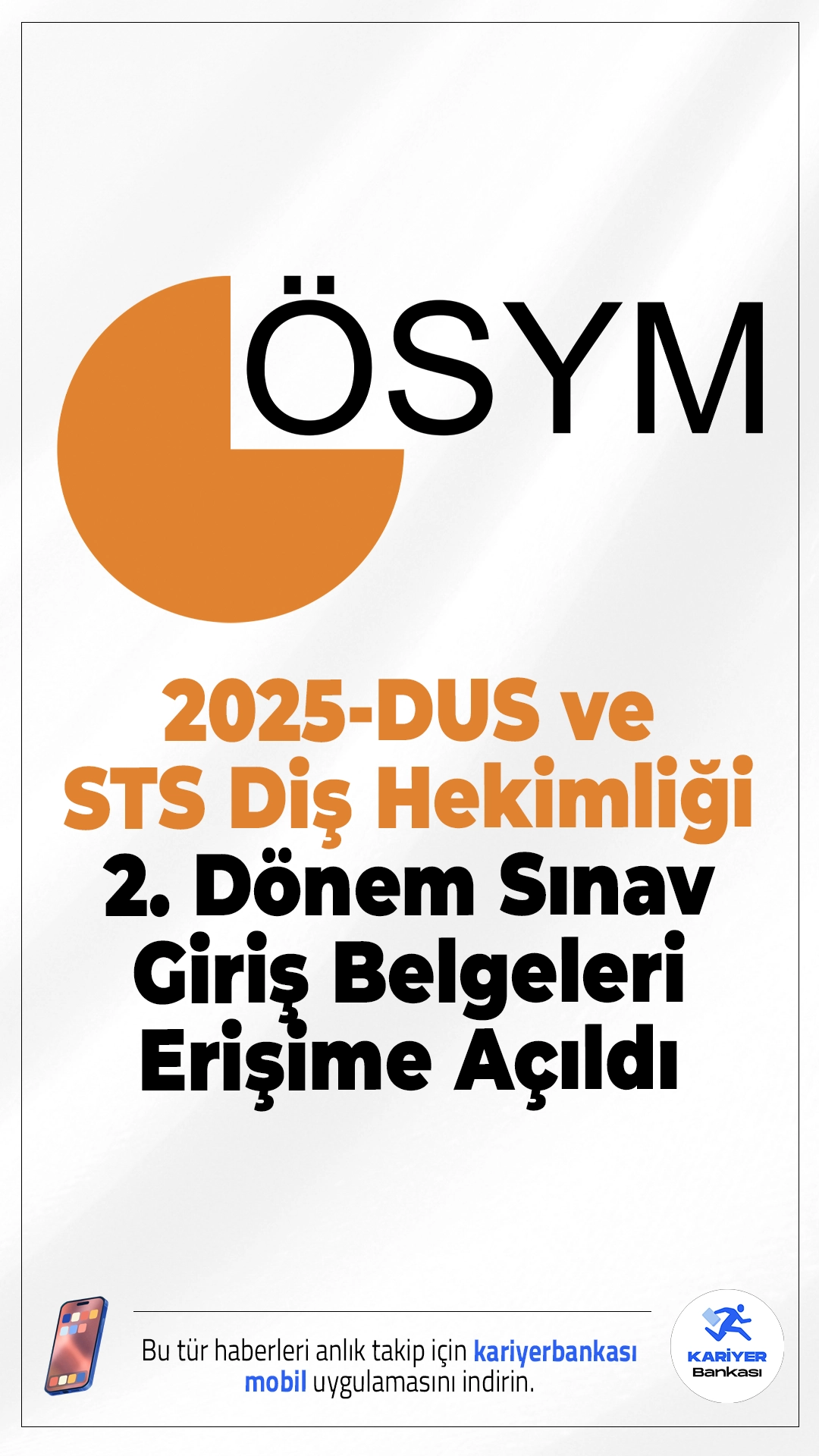 2025-DUS ve STS Diş Hekimliği 2. Dönem Sınav Giriş Belgeleri Erişime Açıldı.ÖSYM sayfasından yayımlanan duyuruda, 12 Ekim 2025 tarihinde uygulanacak 2025 Diş Hekimliğinde Uzmanlık Eğitimi Giriş Sınavı (2025-DUS 2. Dönem) ile 2025 Diş Hekimliği Alanında Yurt Dışı Yükseköğretim Diploma Denkliği İçin Seviye Tespit Sınavı’na (2025-STS Diş Hekimliği 2. Dönem) başvuran adayların, sınava girecekleri bina/salonlara atanma işlemlerinin tamamlandığı aktarıldı.