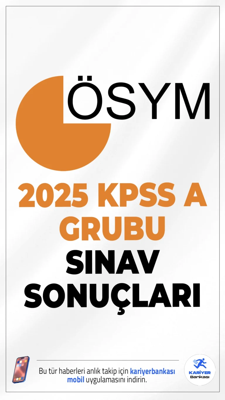 2025 KPSS A Grubu Sınavı Sınav Sonuçları Açıklandı.ÖSYM sayfasından yayımlanan duyuruda, 7 Eylül 2025 tarihinde uygulanan 2025-KPSS A Grubu Sınavı’nın Genel Yetenek-Genel Kültür Oturumu ile 13-14 Eylül 2025 tarihlerinde uygulanan Alan Bilgisi Oturumlarının madde analizleri incelenmiş, cevap anahtarlarının kontrolleri tamamlanmış, itirazlar bilimsel açıdan değerlendirilmiş olup 7 Eylül 2025 tarihinde uygulanan Genel Yetenek Testi Temel Soru Kitapçığı'nda yer alan 59 numaralı sorunun iptal edilmesine karar verilerek değerlendirme işlemleri tamamlandığı aktarıldı.