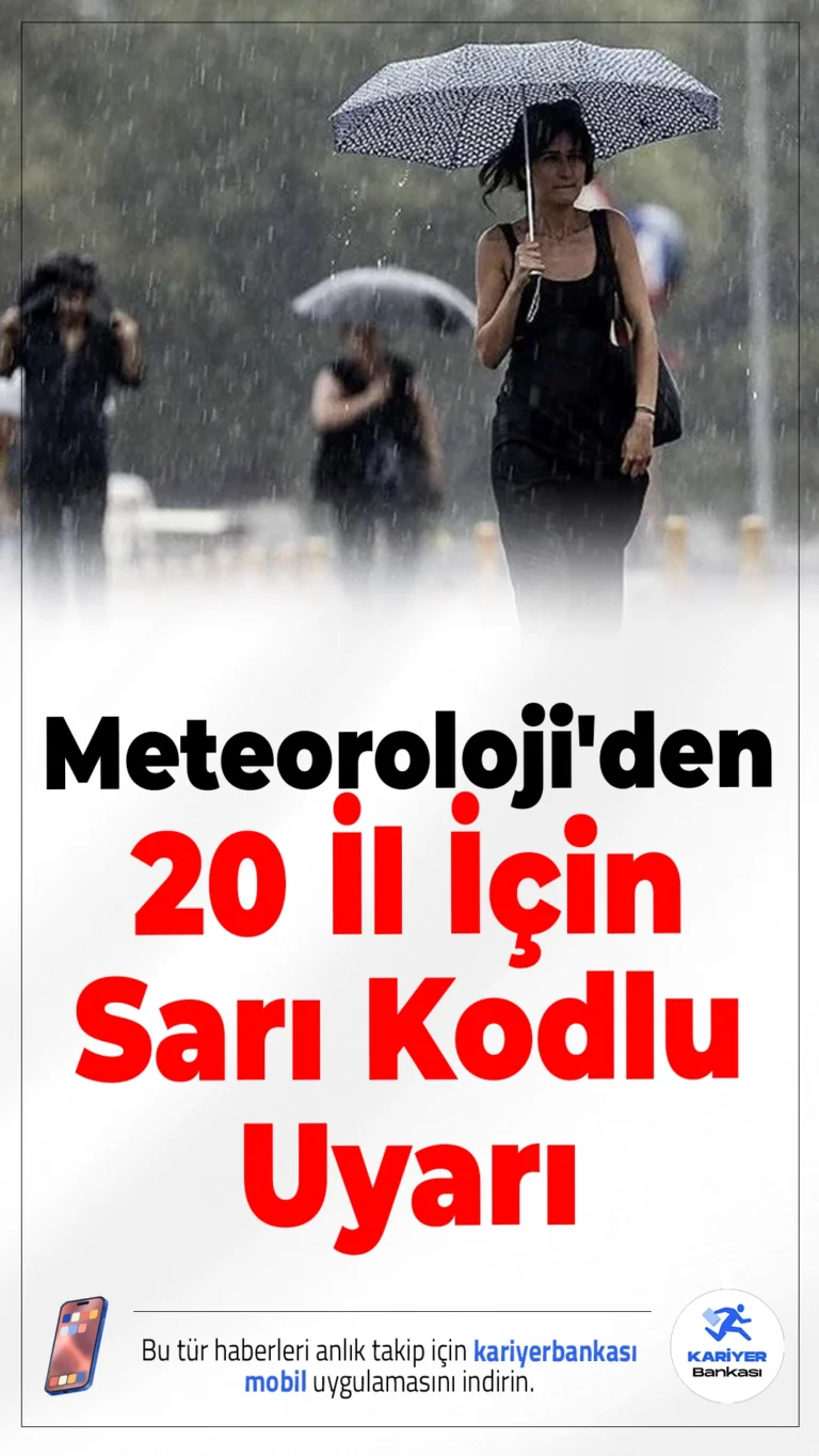 Meteoroloji'den 20 İl İçin Sarı Kodlu Uyarı.Yurdun kuzey, iç ve batı kesimlerinde gök gürültülü sağanaklar bekleniyor. Özellikle Marmara, Ege ve Batı Akdeniz bölgelerinde yağışlar kuvvetli olacak.