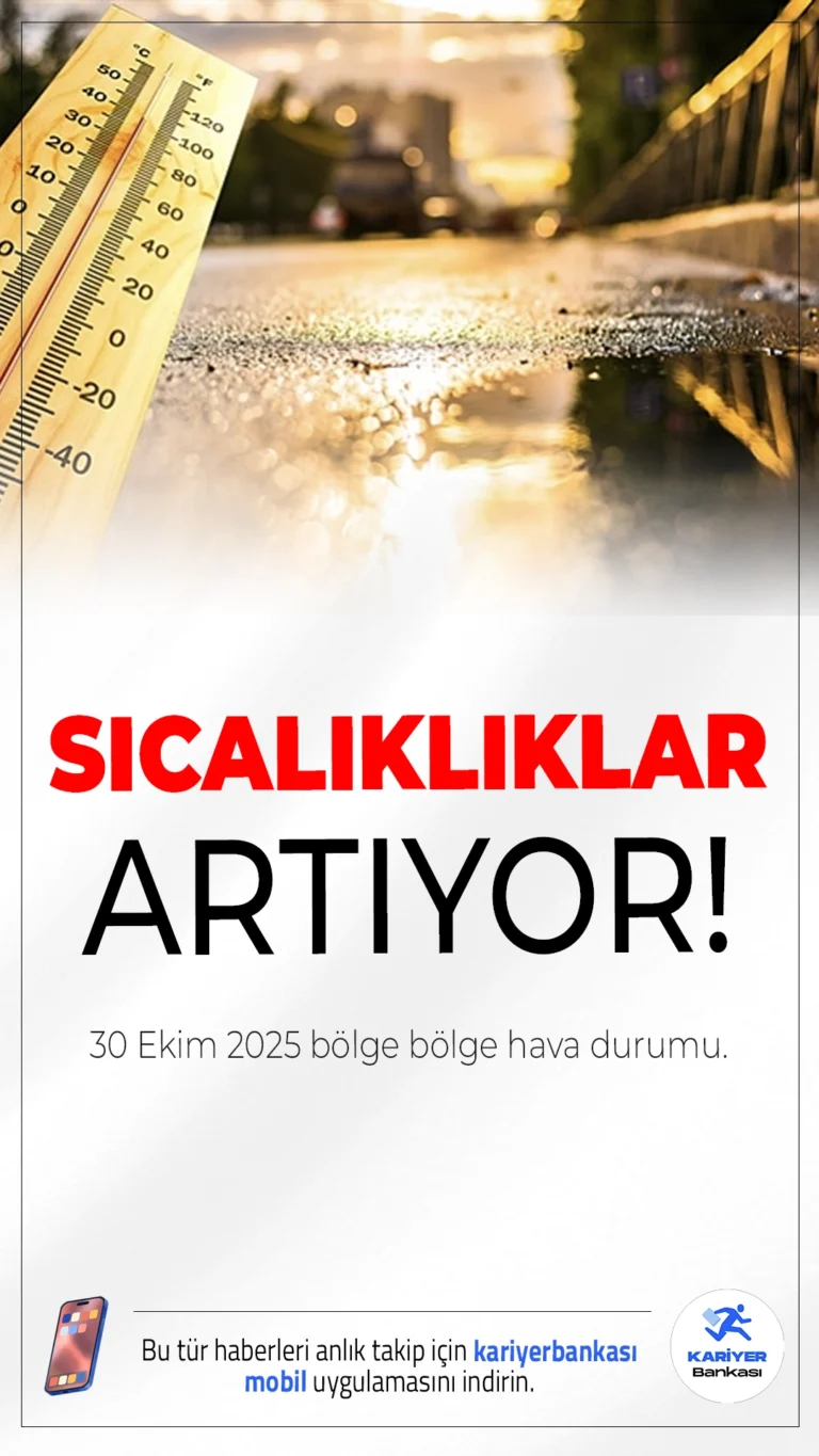 Meteoroloji’den Son Hava Durumu: Sıcaklıklar Artıyor.Yurt genelinde yağış beklenmiyor. Sıcaklıklar batı ve iç kesimlerde mevsim normallerinin üzerine çıkıyor.