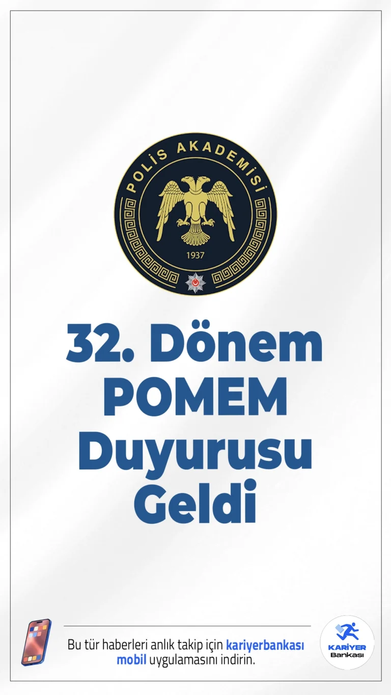 32. Dönem POMEM Giriş Sınavı 3.Yedek Planlama Sonuçları Açıklandı.İçişleri Bakanlığı Emniyet Genel Müdürlüğü Polis Akademisi sayfasından yayımlanan duyuruda, 32. Dönem polis meslek eğitimi için Polis Meslek Eğitim Merkezlerine planlanan adaylardan POMEM’e giremeyecekleri anlaşılan, kayıt yaptırmayan ve istifa eden adayların yerine yedek aday planlamasının yapıldığı aktarıldı.