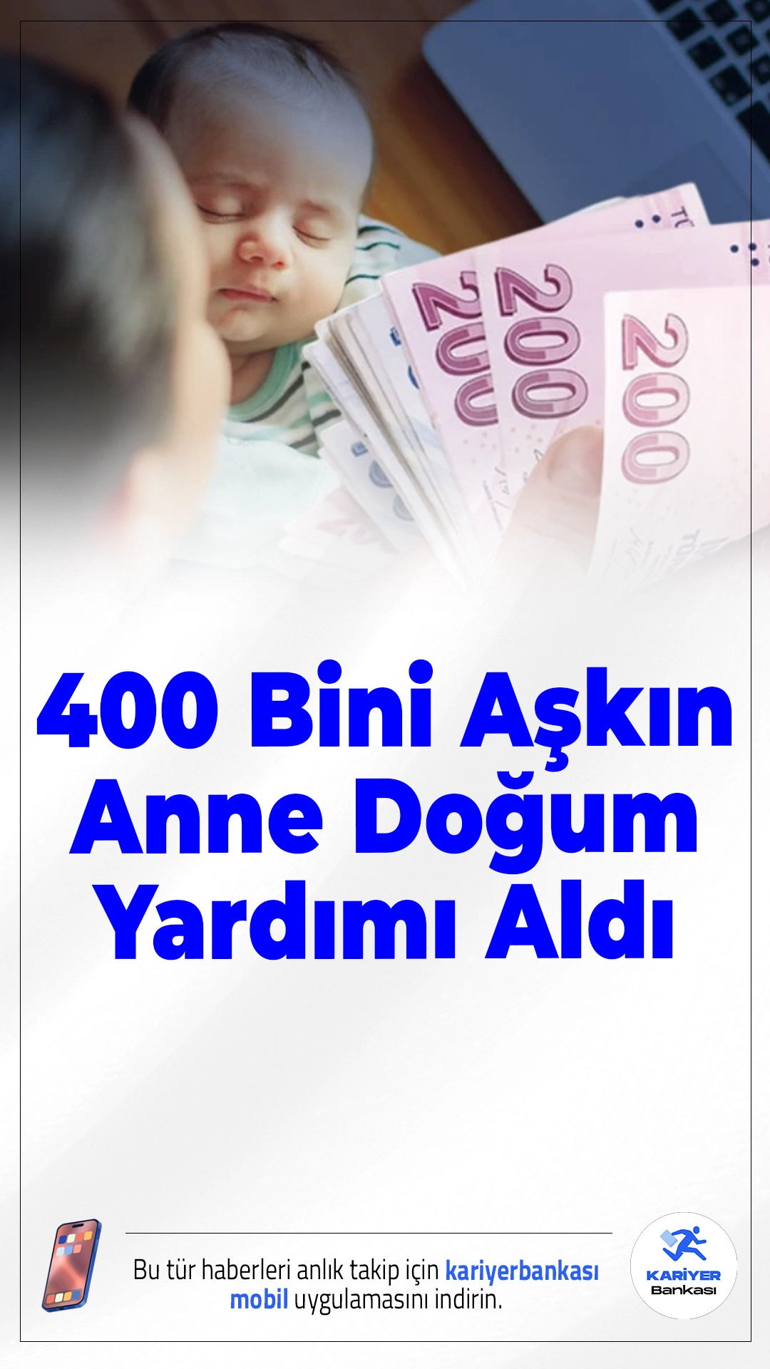 400 Bini Aşkın Anneye Doğum Yardımı Yapıldı.Bugüne kadar 477 binden fazla anneye doğum yardımı ödemesi yapılırken, toplam ödeme miktarı 4,6 milyar liraya ulaştı. Ekim ayı ödemeleri 30 Ekim'de hesaplara yatacak.
