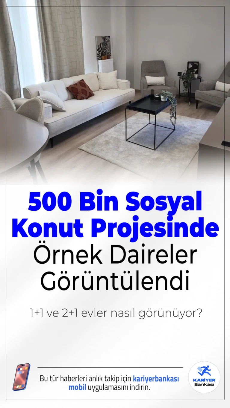 500 Bin Sosyal Konut Projesinde Örnek Daireler Tanıtıldı! 1+1 ve 2+1 Evler Nasıl Görünüyor?Cumhuriyet tarihinin en büyük sosyal konut hamlesi olan “Yüzyılın Konut Projesi” kapsamında inşa edilecek 500 bin konuttan Ankara’daki örnek daireler ilk kez görüntülendi.