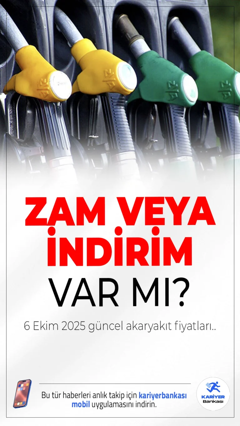 6 Ekim 2025 Akaryakıt Fiyatları: Benzin, Motorin ve LPG Ne Kadar Oldu?Döviz kuru ve brent petroldeki hareketlilik sonrası akaryakıt fiyatları 6 Ekim 2025 itibarıyla güncellendi. İşte il il benzin, motorin ve LPG fiyatları...