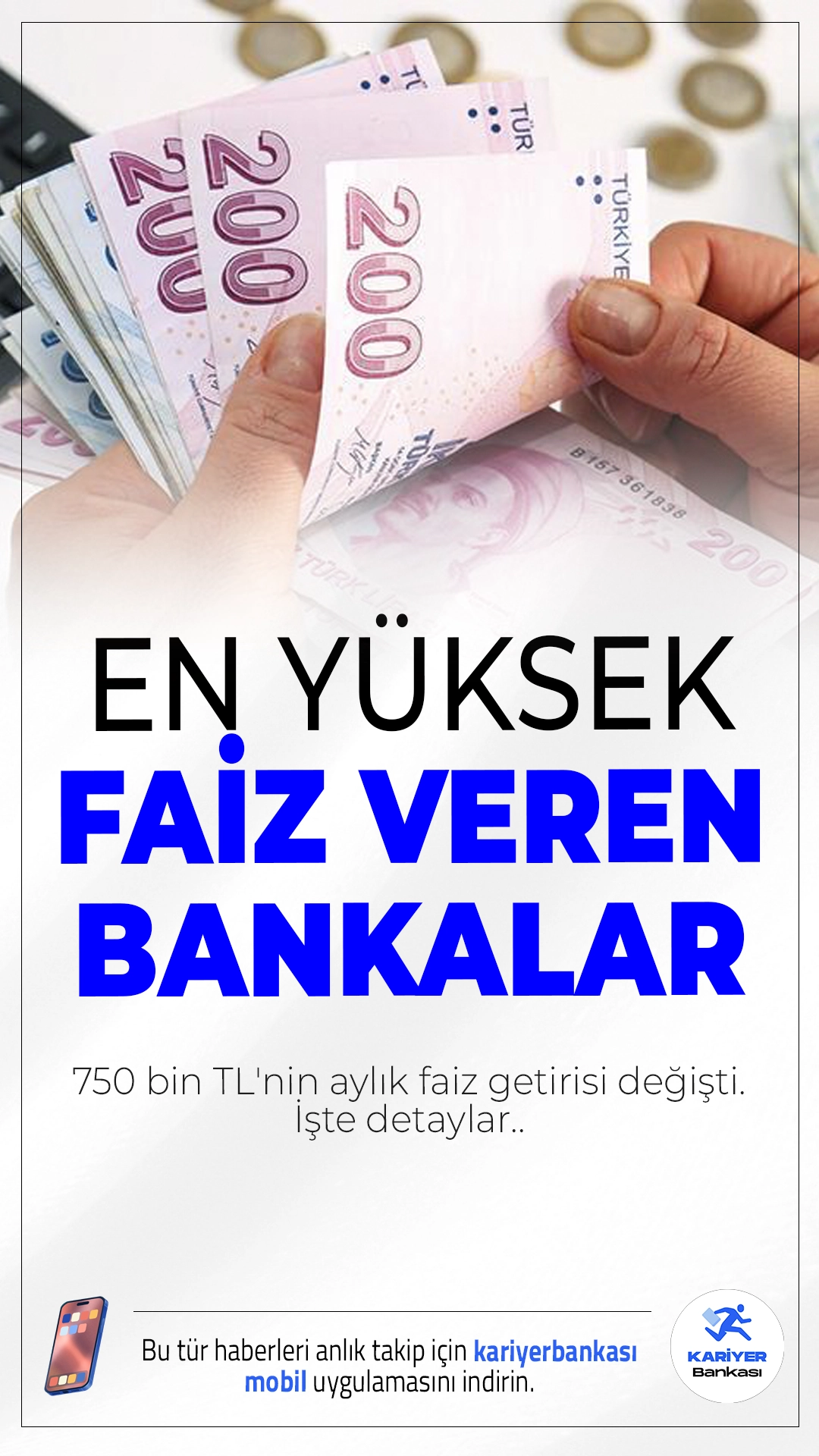 750 Bin TL'nin Aylık Getirisi Değişti: Hangi Banka Ne Kadar Mevduat Faizi Veriyor?Bankaların mevduat faiz oranlarındaki değişiklikler, yatırımcıların yakın takibinde. 750 bin TL’si olan bir kişinin 32 gün sonunda elde edeceği gelir dikkat çekici farklar oluşturabiliyor. İşte güncel oranlar ve banka banka getiriler...