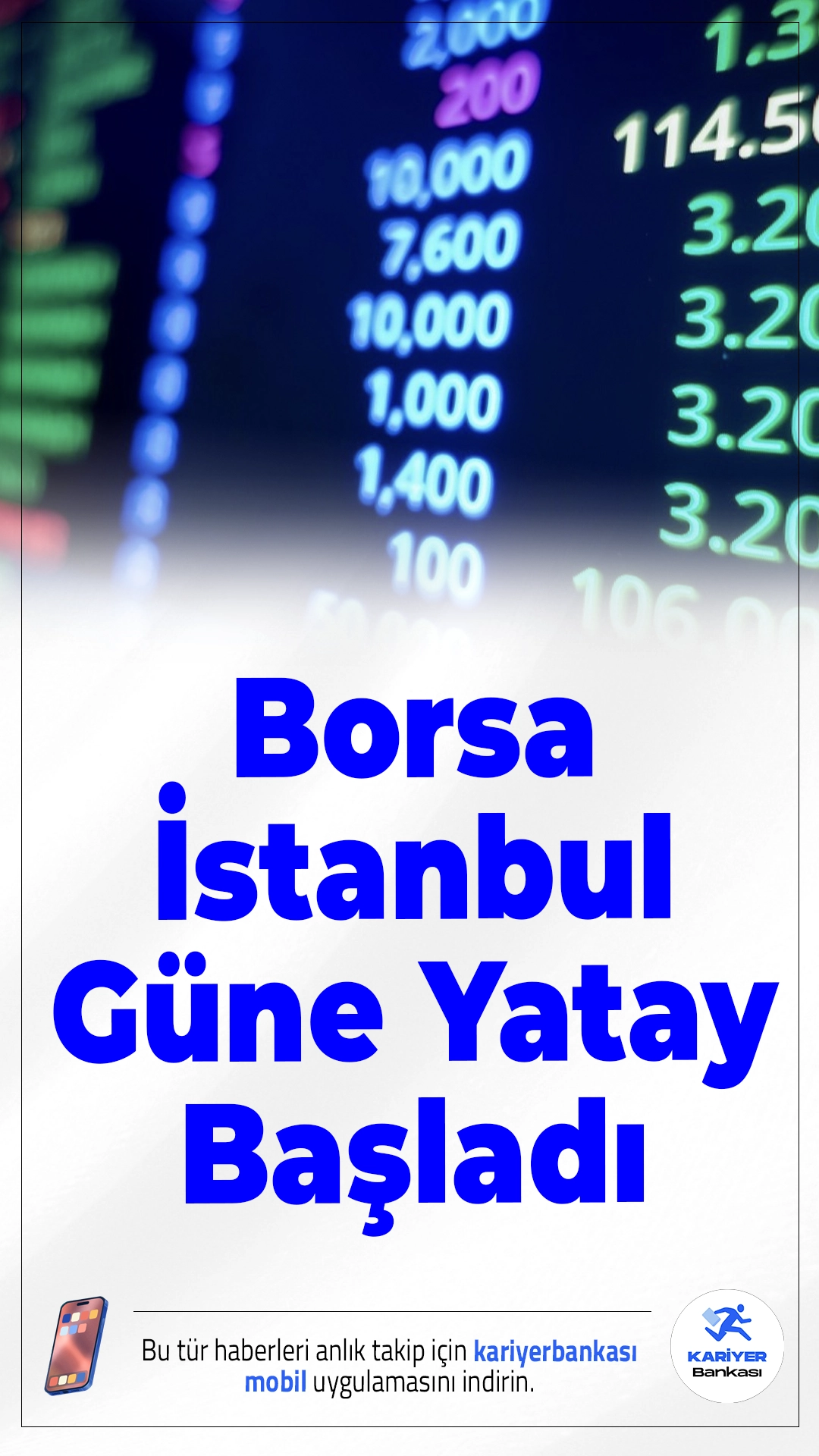 Borsa İstanbul Güne Yatay Başladı.BIST 100 endeksi haftanın ikinci işlem gününe yatay bir seyirle başladı. Açılışta endeks yüzde 0,06 artarak 10.741,77 puana yükseldi.