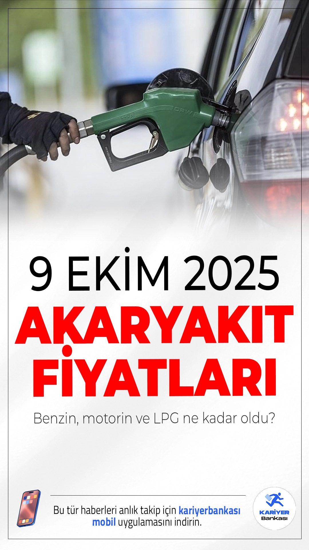 9 Ekim 2025 Akaryakıt Fiyatları: Benzin, Motorin ve LPG Ne Kadar Oldu?Brent petrol ve döviz kurundaki dalgalanmalarla birlikte akaryakıt fiyatlarında hareketlilik sürüyor. 9 Ekim 2025 itibarıyla güncel benzin, motorin ve LPG fiyatları illere göre değişiklik gösteriyor.