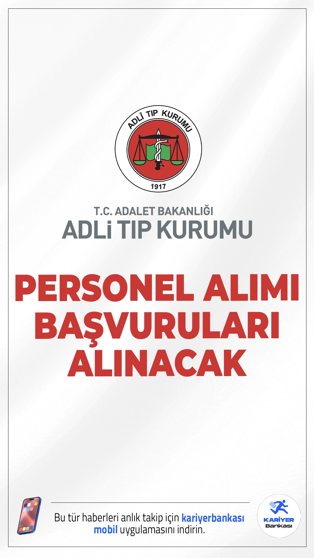 ATK 85 Personel Alımı Başvuruları Alınacak.Adli Tıp Kurumu (ATK) farklı ünvanlarda personel alımı başvuruları bugün(23 Ekim 2025) itibarıyla başladı. İlgili alım duyurusuna göre, ATK'nın merkez ve taşra teşkilatlarında görevlendirmek üzere sözleşmeli personel alımı yapılacak. Alımlar, 657 sayılı Devlet Memurları Kanunu’nun 4/B maddesi uyarınca gerçekleştirilecek.İşte kontenjanlar ve şartlar..