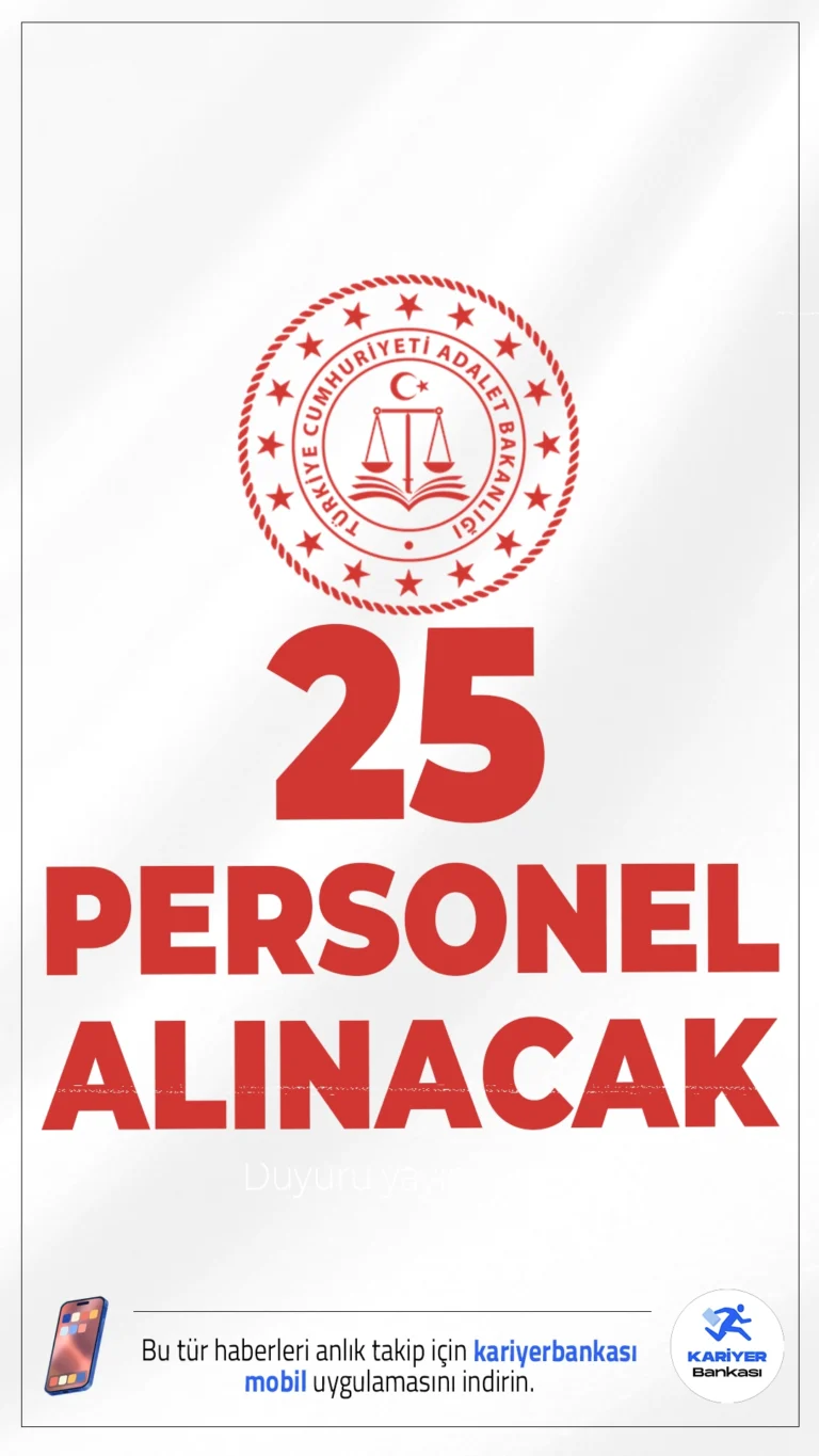 Adalet Bakanlığı 25 Personel Alımı Yapacak.Adalet Bakanlığı, Bilgi İşlem Genel Müdürlüğü bünyesinde istihdam edilmek üzere, 375 sayılı KHK’nın Ek 6. maddesi kapsamında toplam 25 sözleşmeli bilişim personeli alımı gerçekleştirecek.