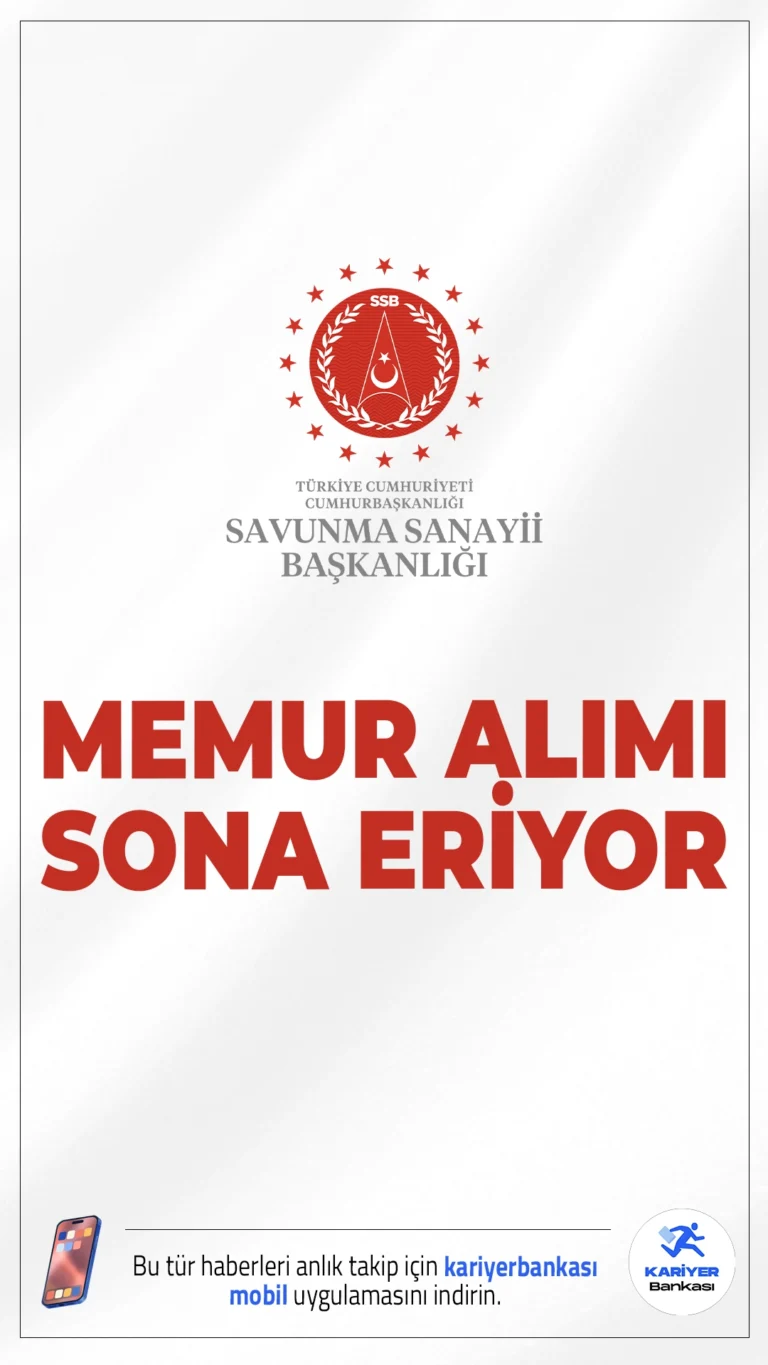 Savunma Sanayii Başkanlığı 36 Memur Alımı Sona Eriyor.Cumhurbaşkanlığı Savunma Sanayii Başkanlığı (SSB) memur alımı başvurularında sona gelindi.İlgili duyuruya göre, KPSS ve YDS puanı ile başvuru yapılacak olan alımda mühendislikten sosyal bilimlere kadar birçok alandan mezun adaylar değerlendirilecek.Başvuru yapacak adayların belirtilen şartları taşıması gerekmektedir.Başvurular bugün(27 Ekim 2025) sona eriyor.İşte şartlar ve başvuru bilgileri..