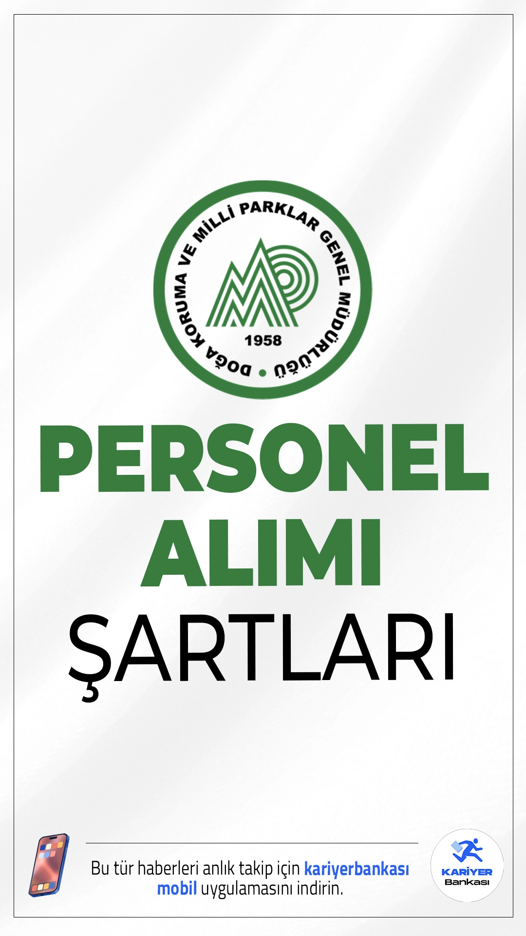 Doğa Koruma ve Milli Parklar 240 Personel Alımı Şartları.Tarım ve Orman Bakanlığı Doğa Koruma ve Milli Parklar Genel Müdürlüğü, merkez ve taşra teşkilatlarında görevlendirilmek üzere toplam daimi personel alımı başvuruları sürüyor. İşlemler 17 Ekim 2025 tarihine kadar sürecek. Başvuru şartları ve kontenjanlar bu haberimizde.