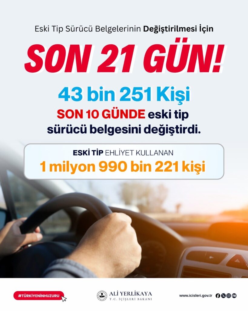 ehliyet yenileme son tarih 31 ekim 2025
