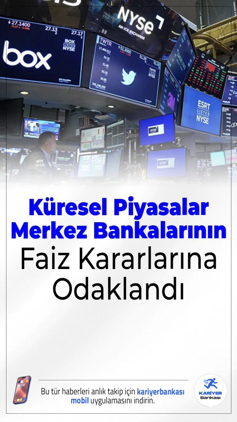 Küresel Piyasalar Merkez Bankalarının Faiz Kararlarına Odaklandı.Küresel piyasalar yeni haftada Fed, ECB ve BoJ'un faiz kararları ile yön arayışına girdi. Gözler, merkez bankalarının para politikasında vereceği mesajlarda.