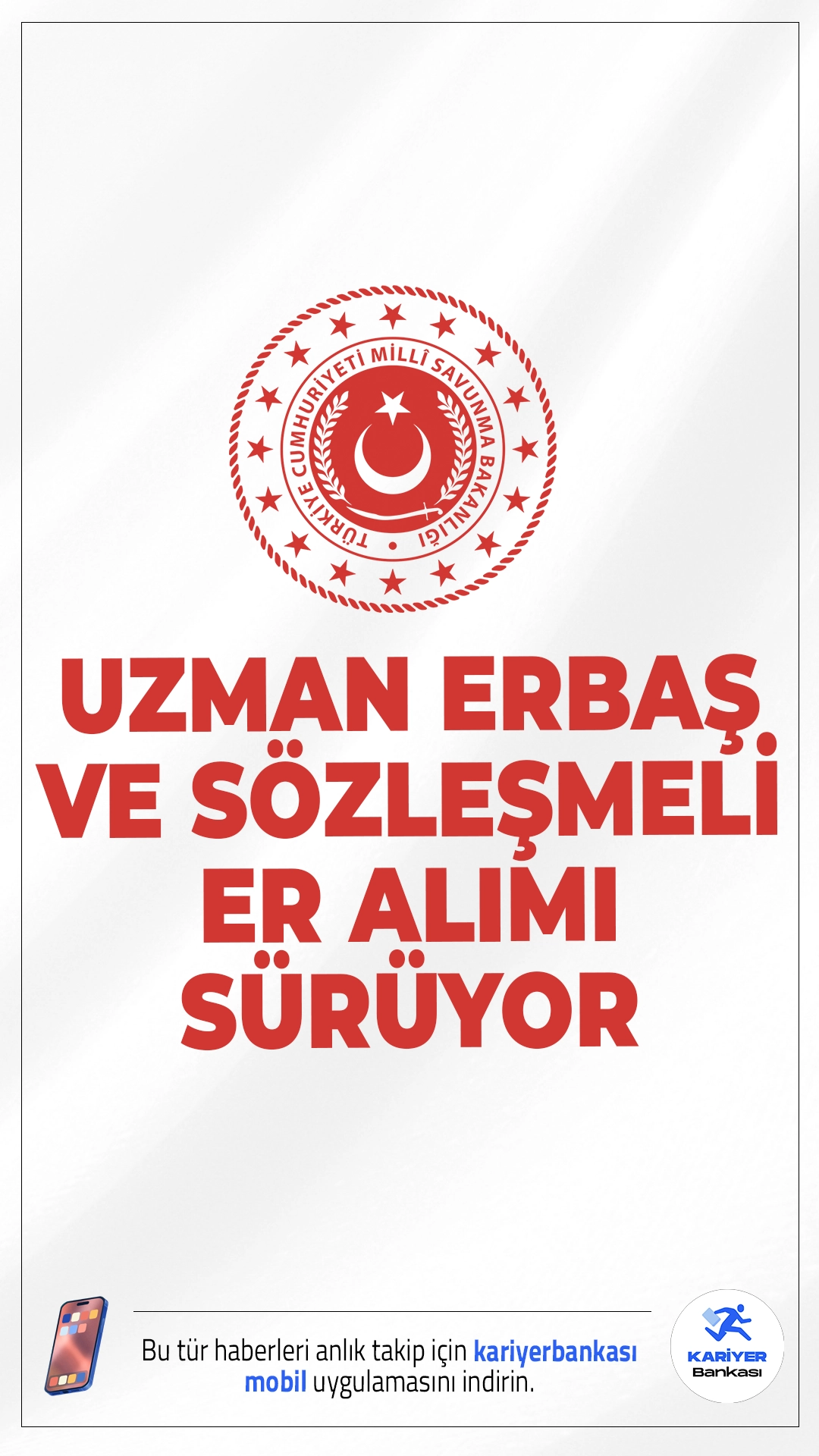 MSB Kara Kuvvetleri Komutanlığı Uzman Erbaş ve Sözleşmeli Er Alımı Başvuruları Sürüyor.Milli Savunma Bakanlığı, 2025 yılı kontenjanları kapsamında Kara Kuvvetleri Komutanlığı adına uzman erbaş ve sözleşmeli er alımı başvuruları, https://personeltemin.msb.gov.tr adresinden e-Devlet aracılığıyla çevrim içi olarak yapılıyor. Başvuru yapacak adayların belirtileri şartları sağlaması gerekmektedir.