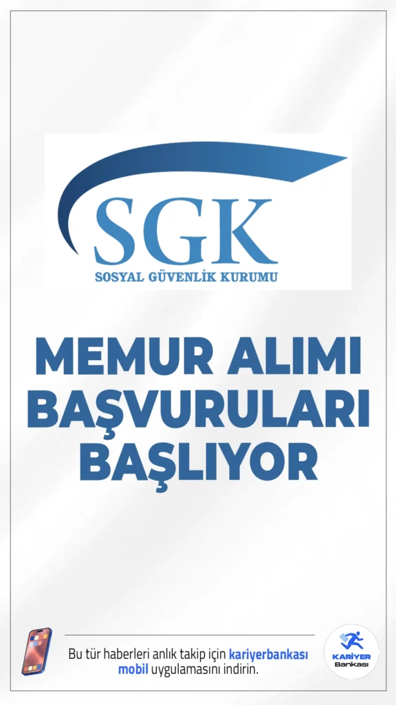 SGK 100 Memur Alımı Başvuruları Başlıyor.Sosyal Güvenlik Kurumu (SGK), 100 memur alımı başvuruları yarın (20 Ekim 2025) itibarıyla alınmaya başlanacak. İlgili alım duyurusuna göre, SGK'ya taşra teşkilatında istihdam edilmek üzere Sosyal Güvenlik Denetmen Yardımcısı alımı gerçekleştirecek. Alım, Genel İdari Hizmetler sınıfı kadrolarına yapılacak olup, süreç sözlü sınav ile tamamlanacaktır.İşte şartlar ve başvuru bilgileri..