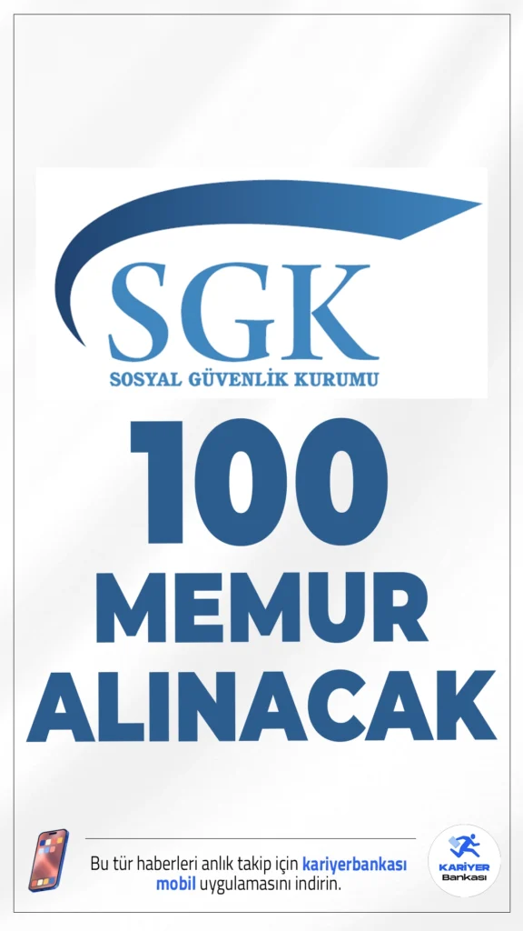SGK 100 Memur Alımı Yapacak.Sosyal Güvenlik Kurumu (SGK), taşra teşkilatında istihdam edilmek üzere 100 Sosyal Güvenlik Denetmen Yardımcısı alımı gerçekleştireceğini duyurdu. Alım, Genel İdari Hizmetler sınıfı kadrolarına yapılacak olup, süreç sözlü sınav ile tamamlanacaktır.