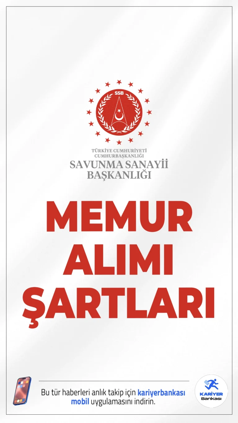 Savunma Sanayii Başkanlığı 36 Memur Alımı Şartları.Cumhurbaşkanlığı Savunma Sanayii Başkanlığı (SSB) memur alımı için başvuru işlemleri devam ediyor. İlgili duyuruda, KPSS ve YDS puanı ile başvuru yapılacak olan alımda mühendislikten sosyal bilimlere kadar birçok alandan mezun adaylar değerlendirilecek.Başvuru yapacak adayların belirtilen şartları sağlaması gerekmektedir.İşte şartlar ve başvuru bilgileri..