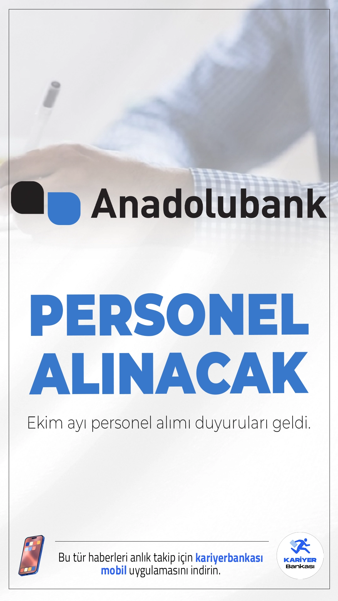 Anadolubank Ekim 2025 Personel Alımı Duyurusu Yayımlandı.Anadolubank, Ekim 2025 itibarıyla yayımladığı yeni personel alım ilanı ile birçok farklı pozisyonda istihdam sağlıyor. Bankacılık sektöründe kariyer yapmak isteyen adaylar için bu ilan önemli bir fırsat sunuyor. Yayınlanan ilana göre farklı uzmanlık alanlarında ve şehirlerde deneyimli ve yeni mezun adaylara hitap eden pozisyonlar mevcut.