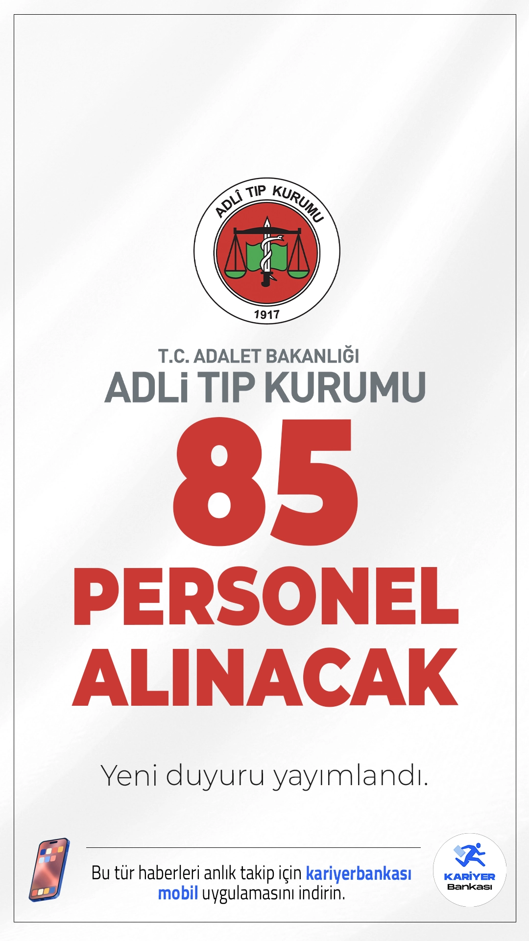 ATK 85 Personel Alımı Yapacak.Adli Tıp Kurumu (ATK), merkez ve taşra teşkilatlarında görevlendirmek üzere 85 sözleşmeli personel alımı yapacağını duyurdu. Alımlar, 657 sayılı Devlet Memurları Kanunu’nun 4/B maddesi uyarınca gerçekleştirilecek. Başvurular, 23 Ekim 2025 tarihinde başlayacak. İşte kontenjanlar ve şartlar..